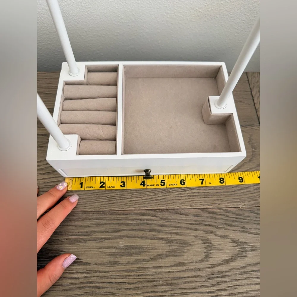 White Tiered Jewelry Organizer with Drawer